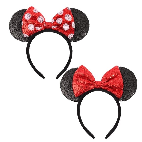 Sequin Mouse Ear Headbands 2 pcs Adults Kids Polka Dot Cute Party Accessory main image 6